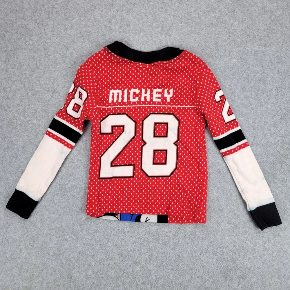 Disney Store Pajama Set Kids 2/3 XXS Red Mickey Mouse Football Graphic 2pc